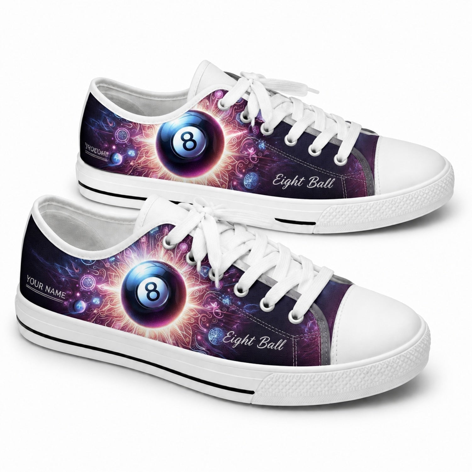 Eight Ball Artwork Graphic Custom Low Top Shoes
