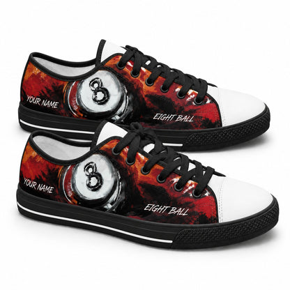 Eight Ball Artwork Graphic Personalized Low Top Shoes Black Shoes