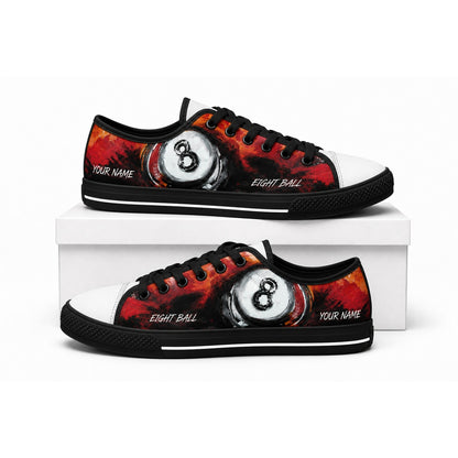 Eight Ball Artwork Graphic Personalized Low Top Shoes Box Black