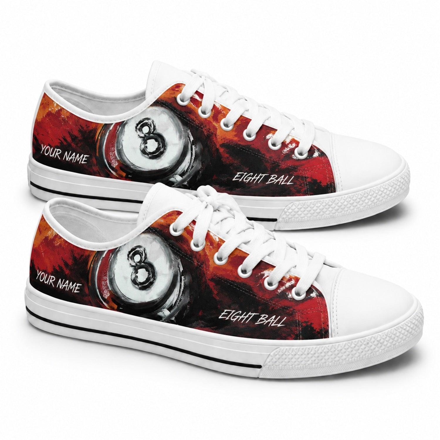 Eight Ball Artwork Graphic Personalized Low Top Shoes