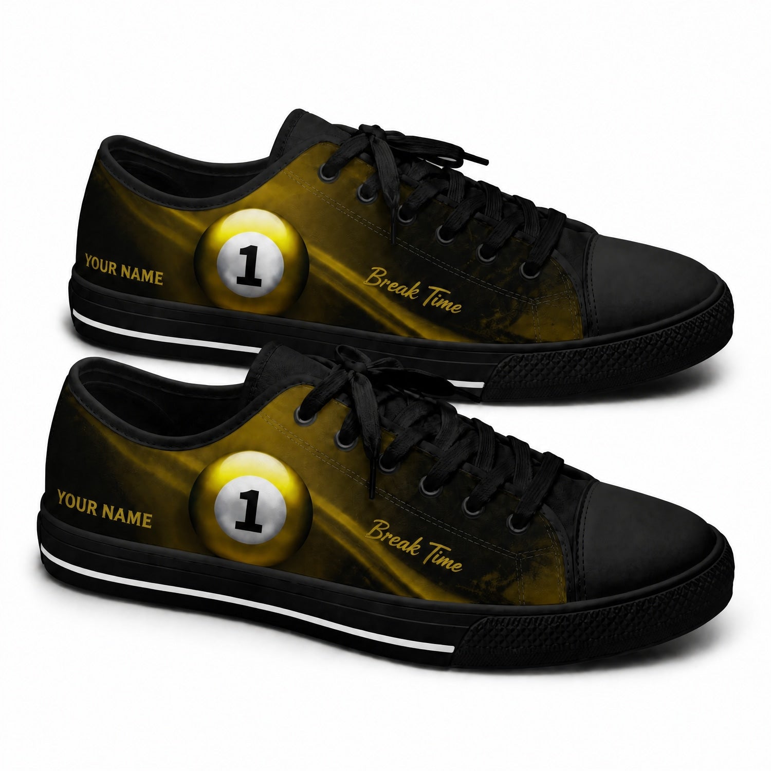 Eight Ball Billiard Design Custom Low Top Shoes Black Shoes