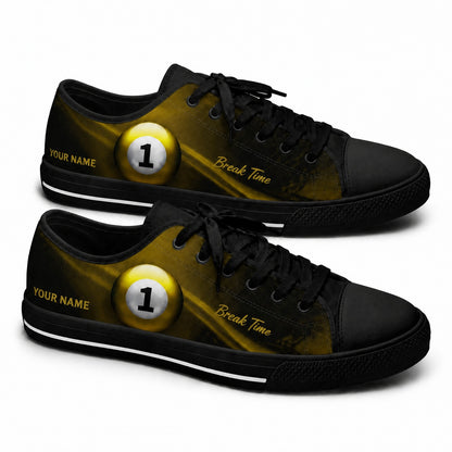 Eight Ball Billiard Design Custom Low Top Shoes Black Shoes