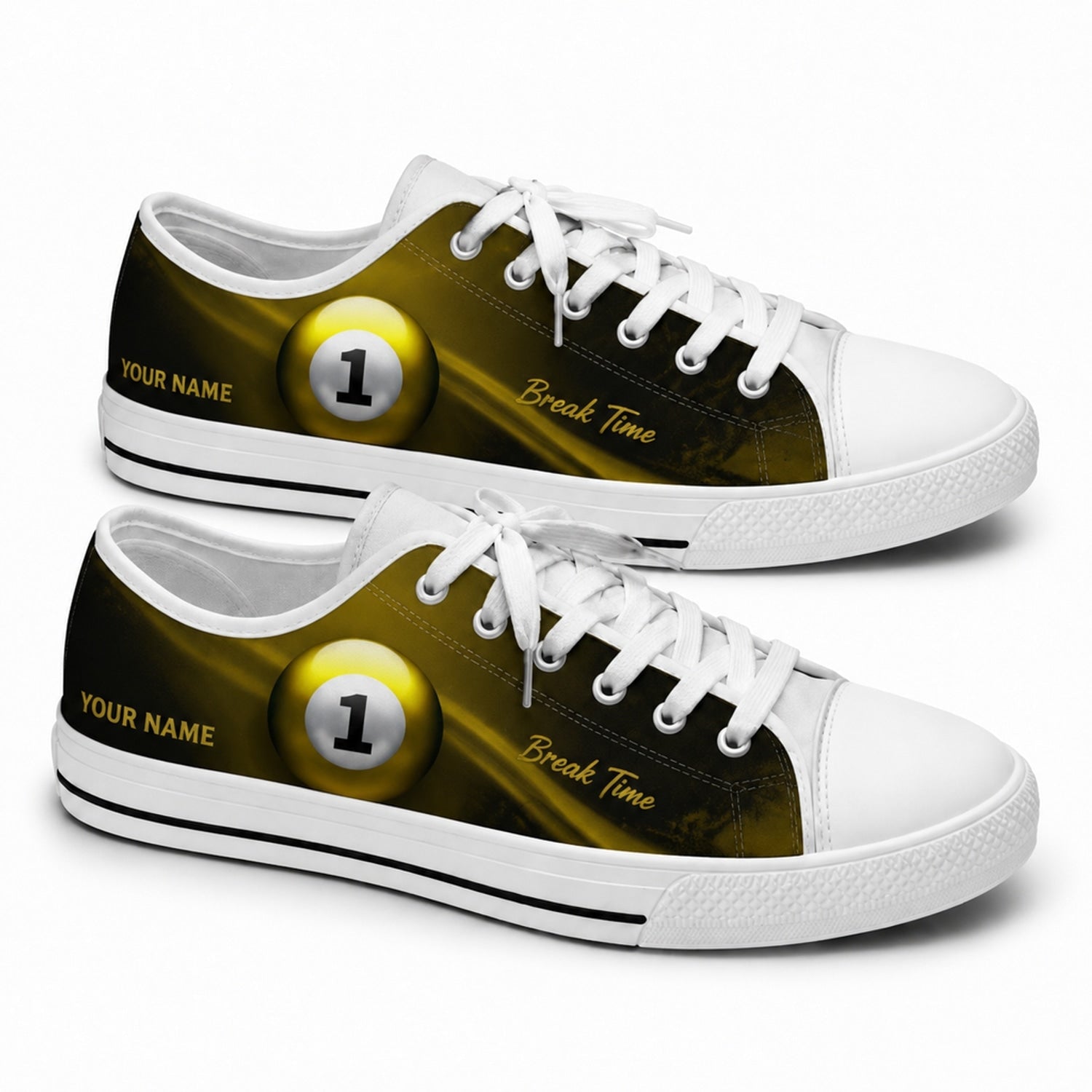 Eight Ball Billiard Design Custom Low Top Shoes