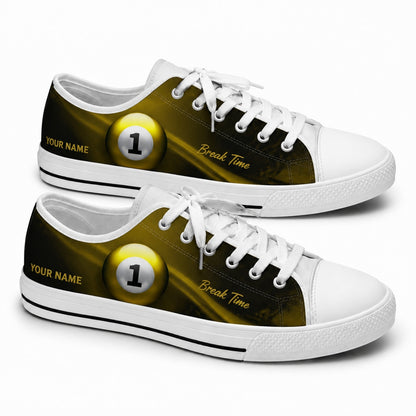 Eight Ball Billiard Design Custom Low Top Shoes