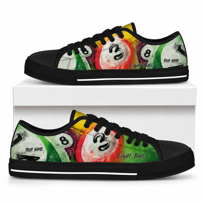 Eight Ball Billiards Artwork Graphic Custom Low Top Shoes Box Black