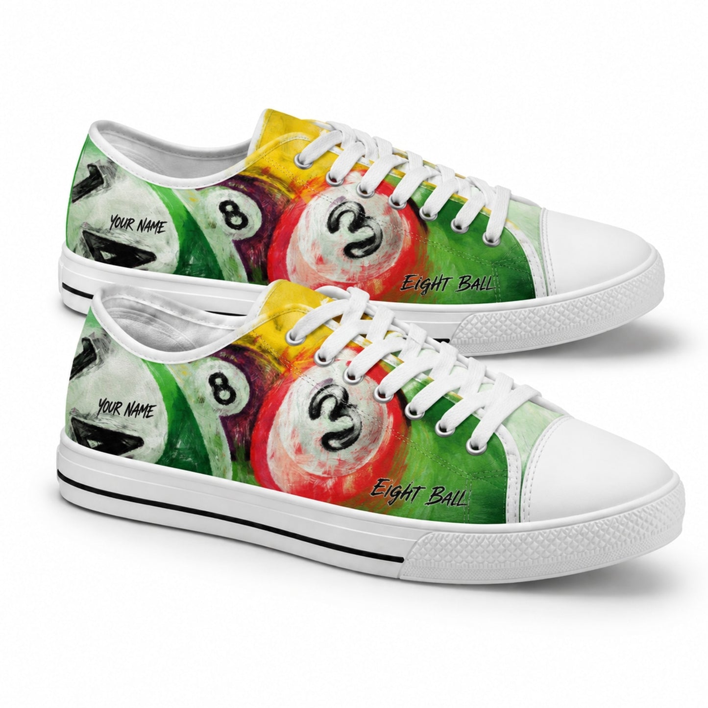 Eight Ball Billiards Artwork Graphic Custom Low Top Shoes