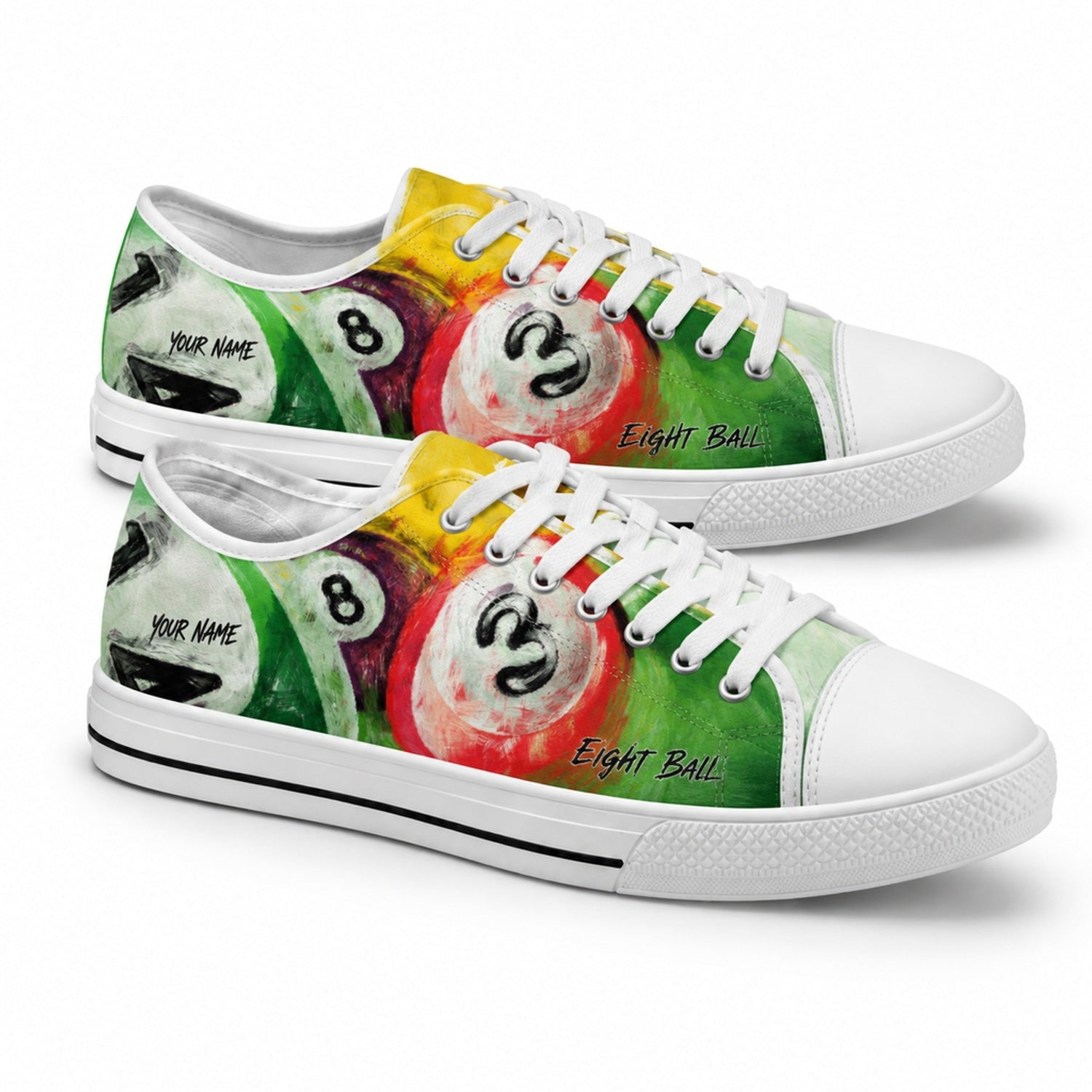 Eight Ball Billiards Artwork Graphic Custom Low Top Shoes