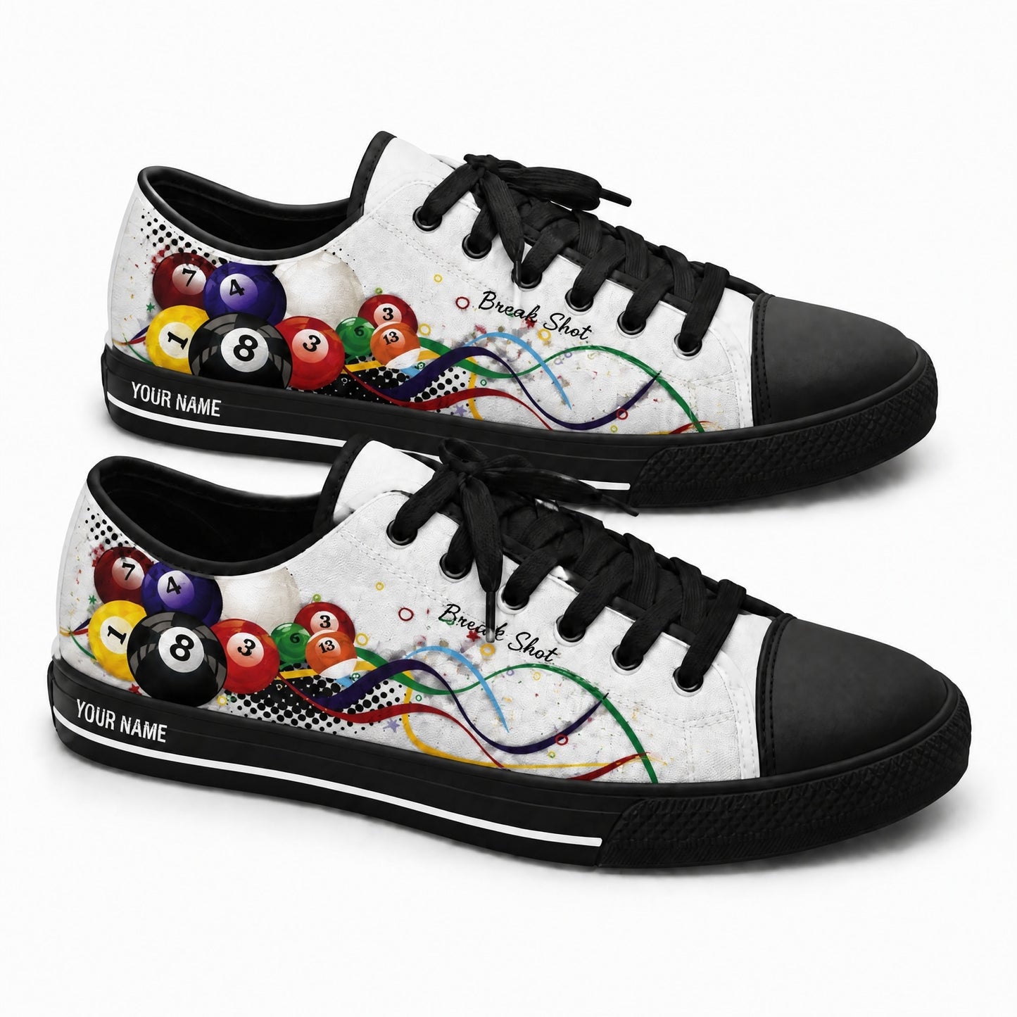 Eight Ball Billiards Design Graphic Personalized Low Top Shoes Black Shoes