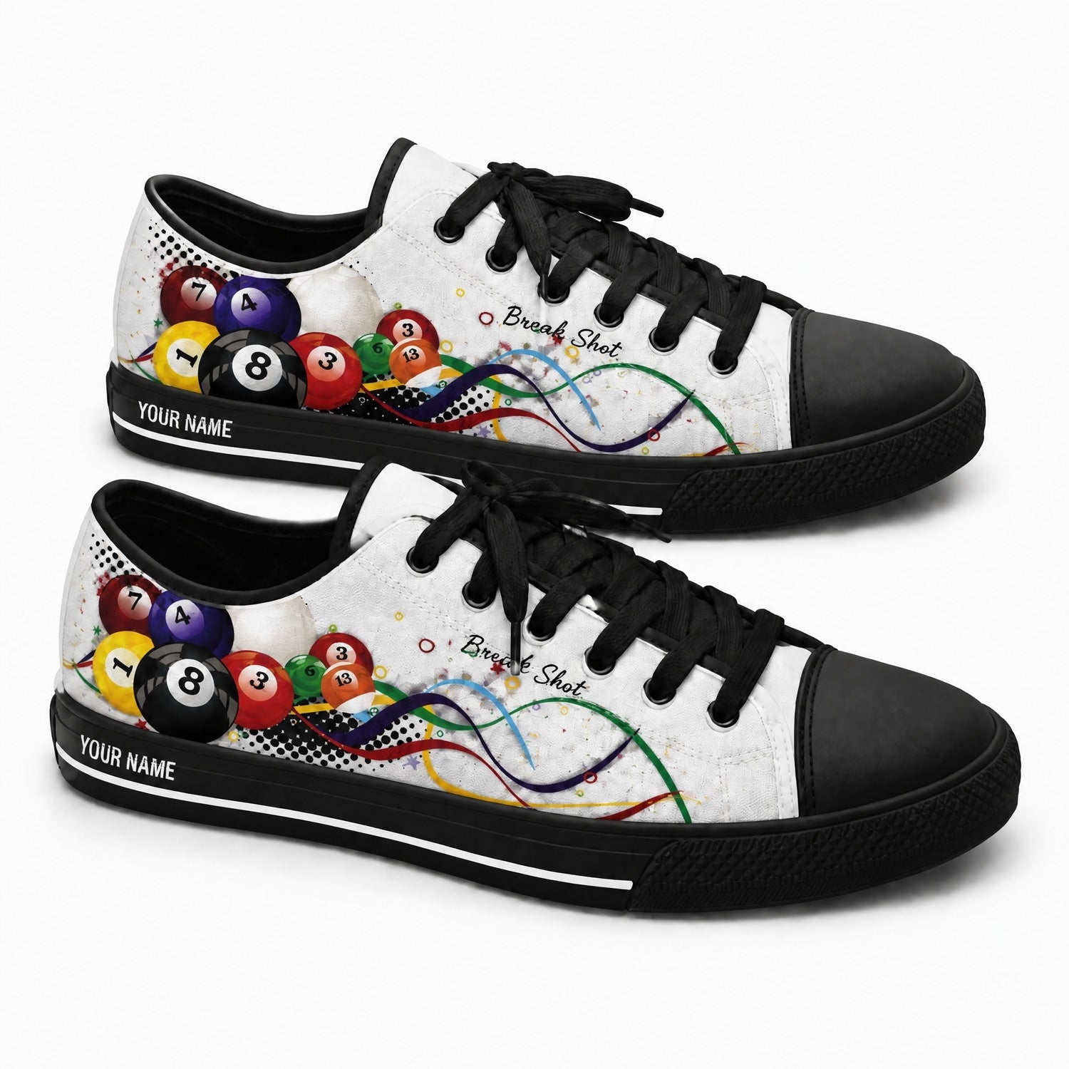 Eight Ball Billiards Design Graphic Personalized Low Top Shoes Black Shoes