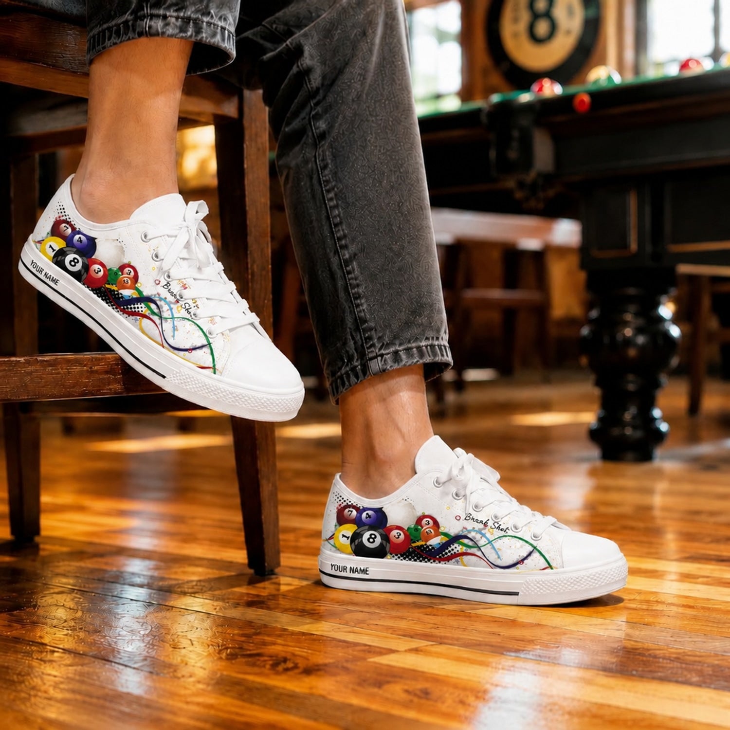 Eight Ball Billiards Design Graphic Personalized Low Top Shoes Life Style