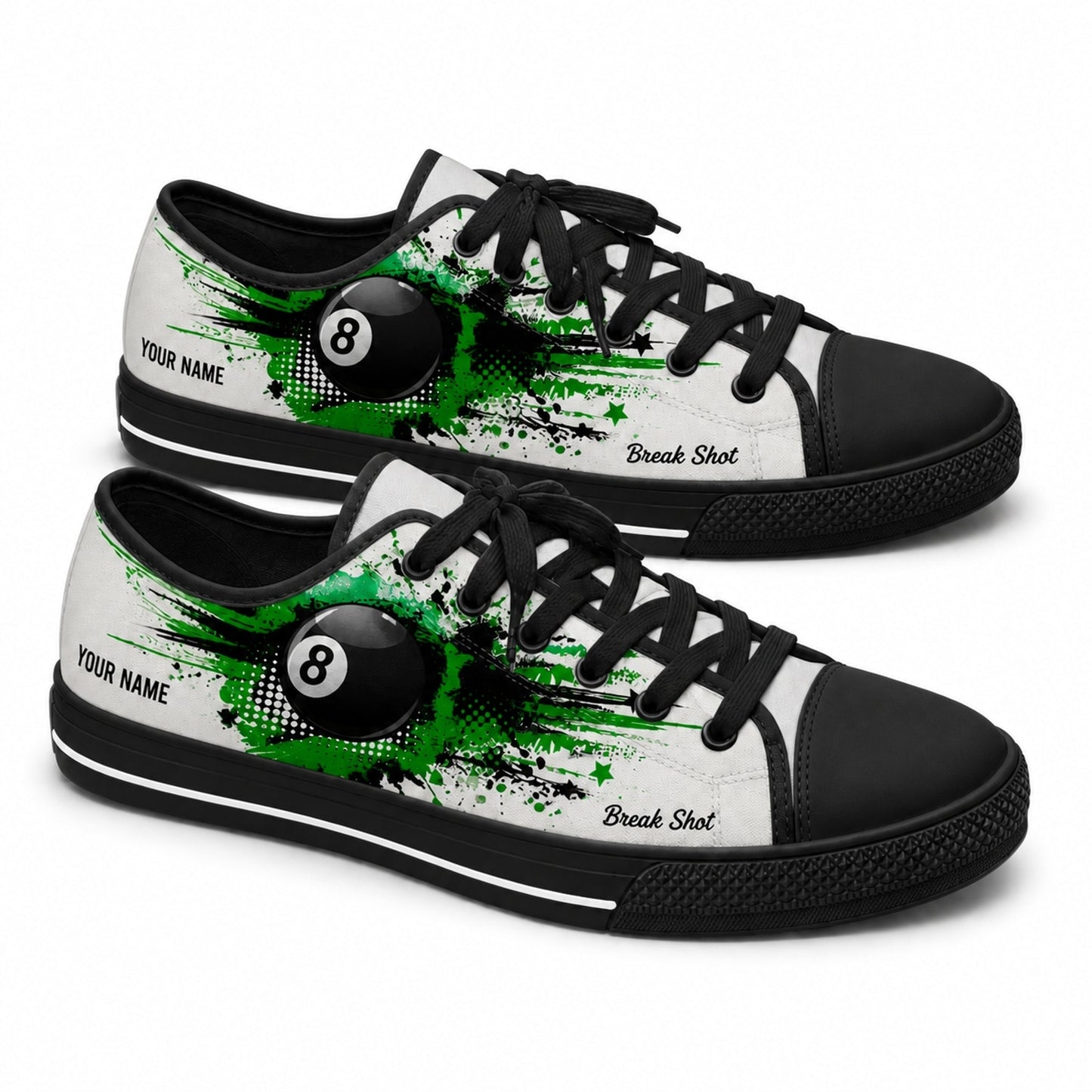 Eight Ball Billiards Graphic Custom Low Top Shoes Black Shoes