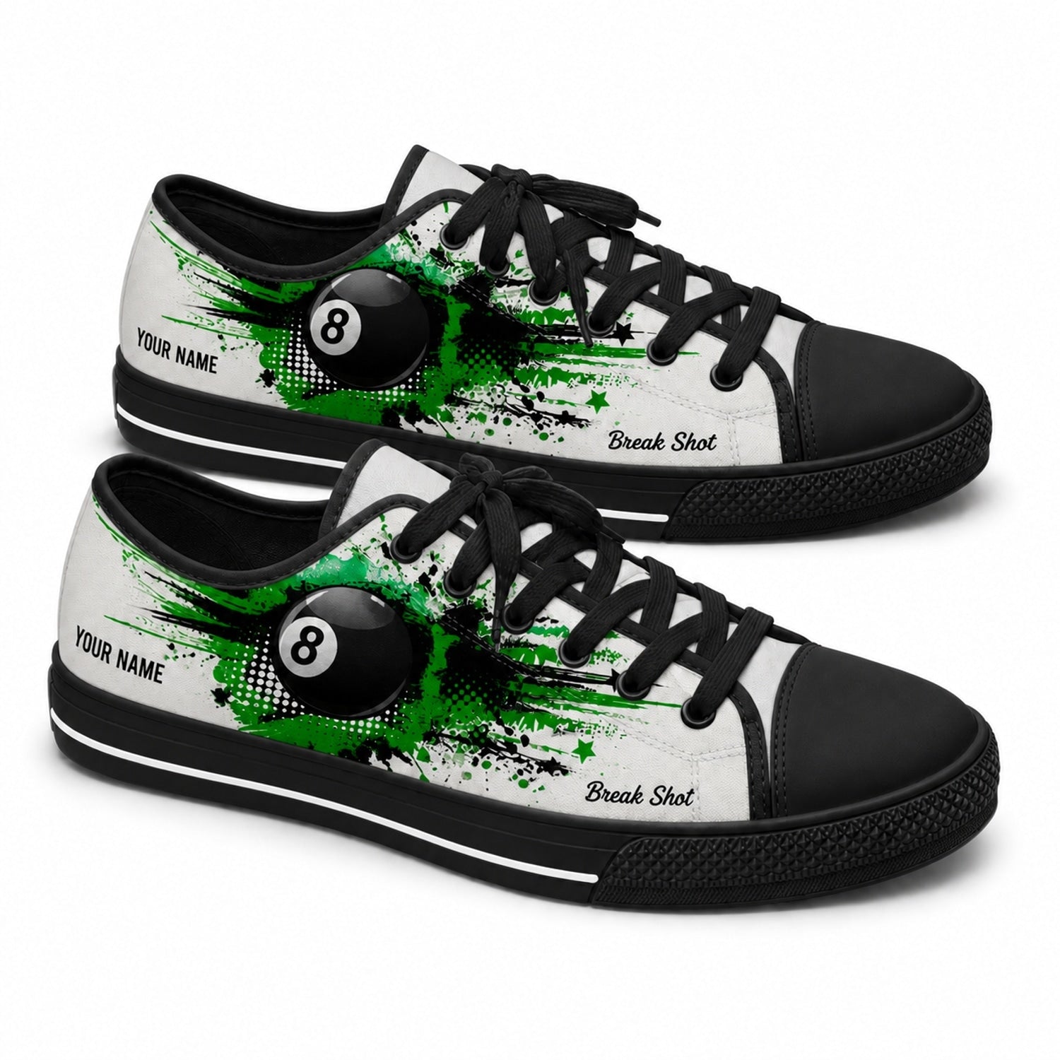 Eight Ball Billiards Graphic Custom Low Top Shoes Black Shoes