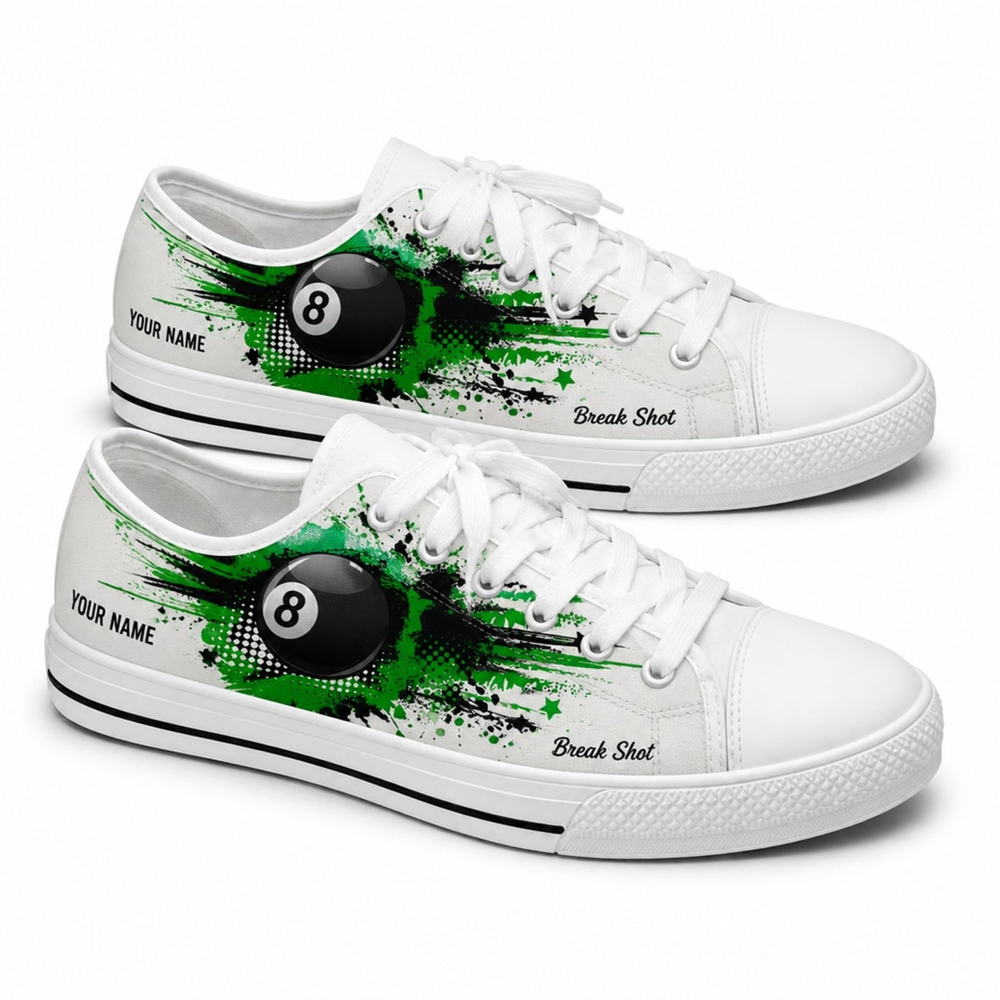 Eight Ball Billiards Graphic Custom Low Top Shoes
