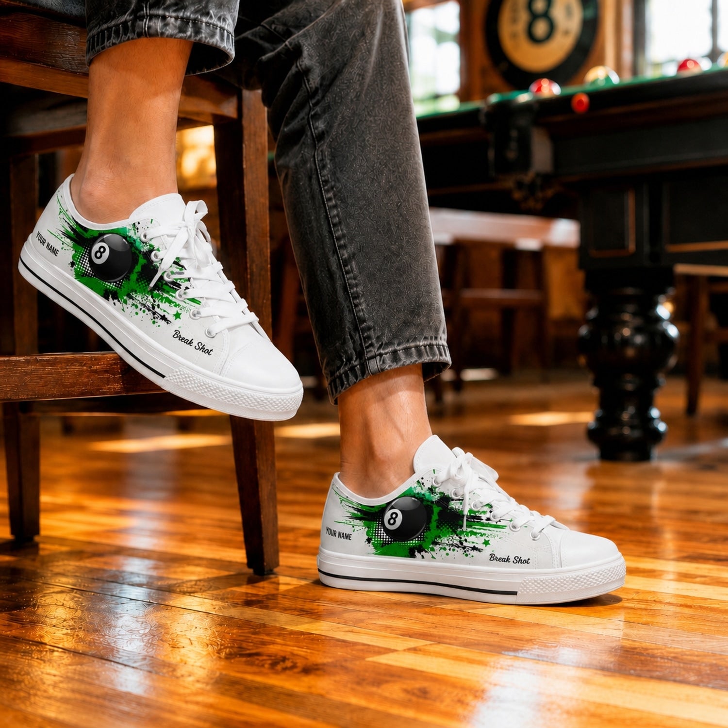 Eight Ball Billiards Graphic Custom Low Top Shoes Life Style