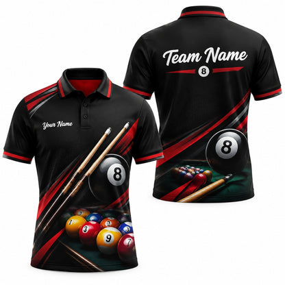 Eight Ball Billiards Graphic Personalized Billiard Polo Shirt