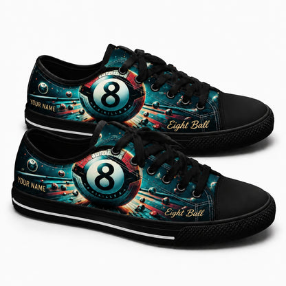 Eight Ball Billiards Graphic Personalized Low Top Shoes Black Shoes