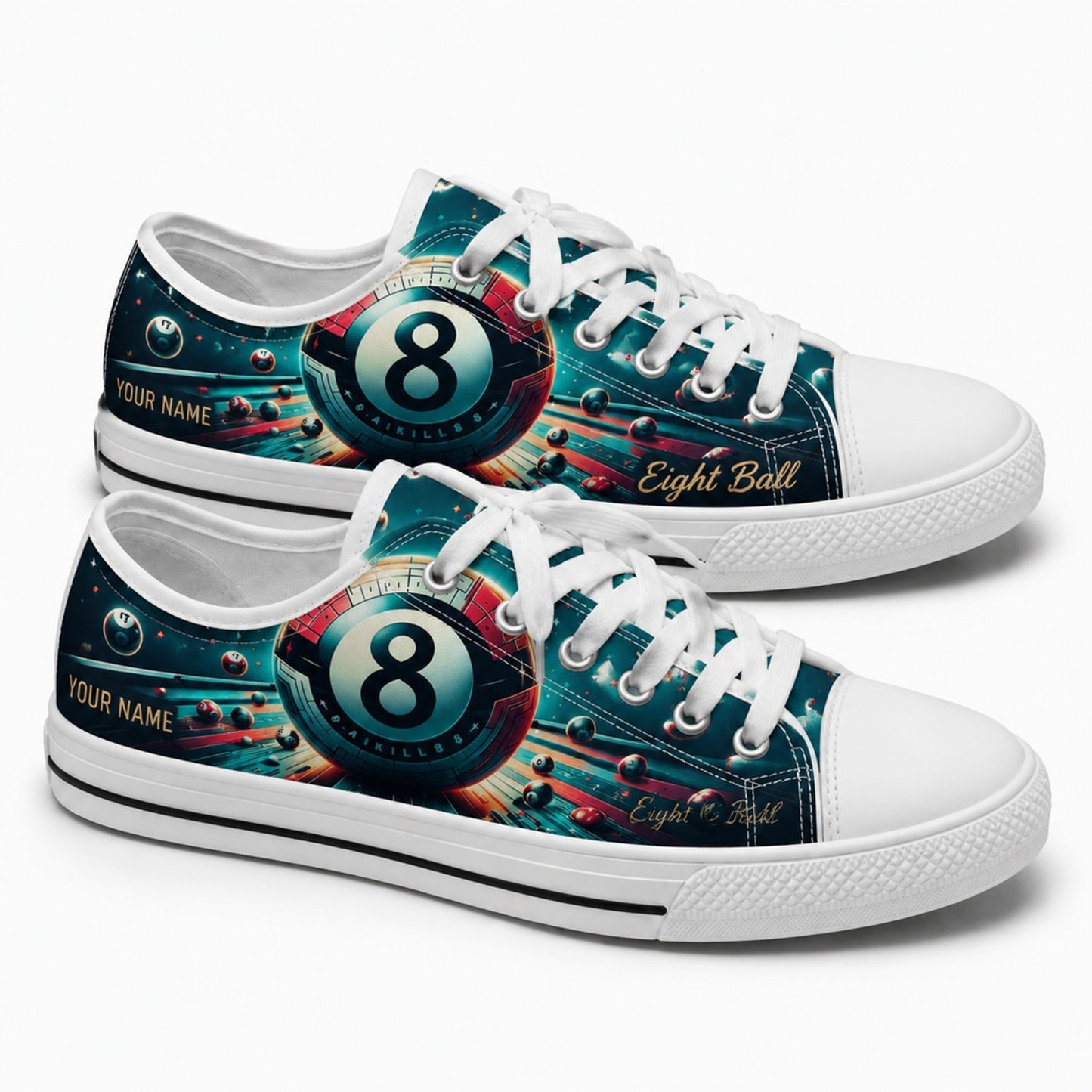 Eight Ball Billiards Graphic Personalized Low Top Shoes