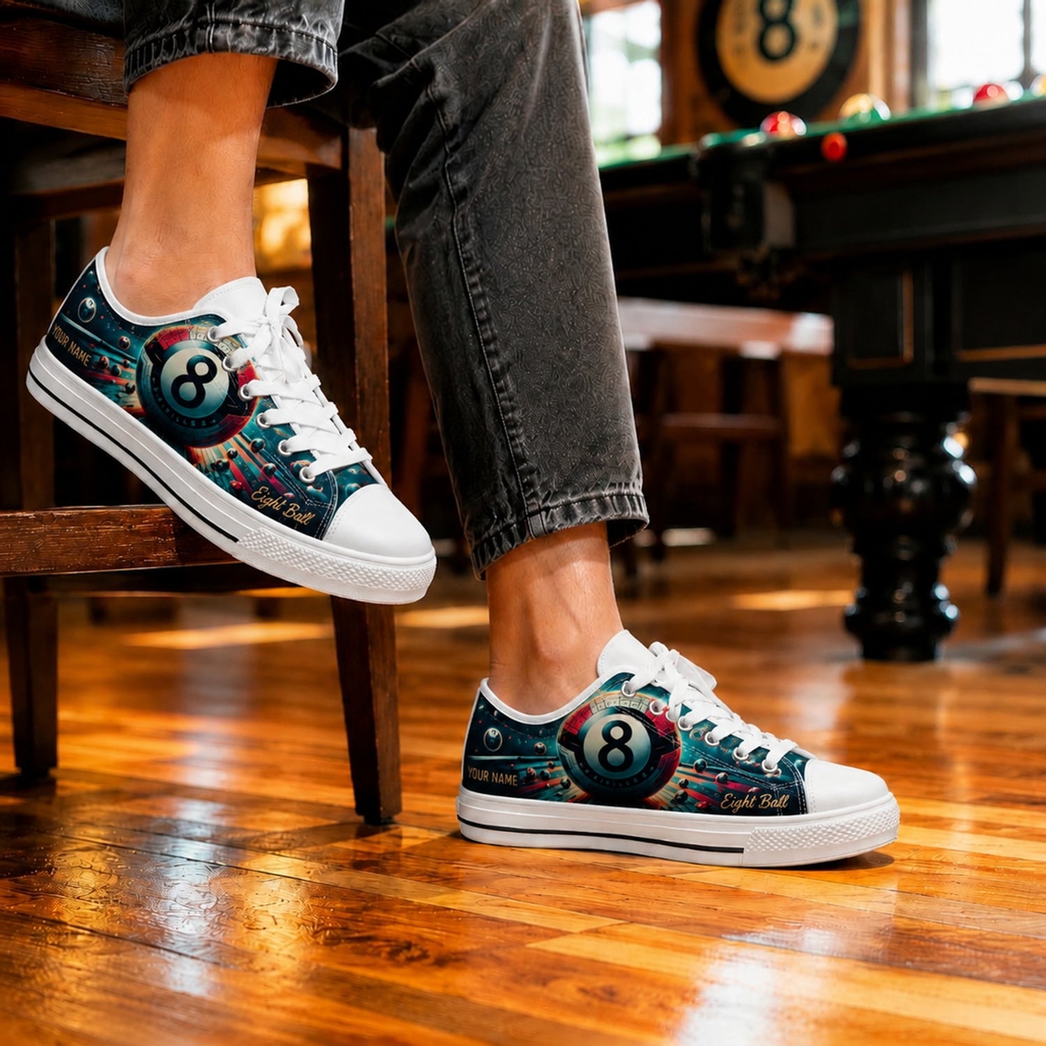 Eight Ball Billiards Graphic Personalized Low Top Shoes Life Style