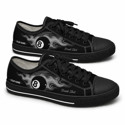 Eight Ball Break Shot Graphic Custom Low Top Shoes Black Shoes