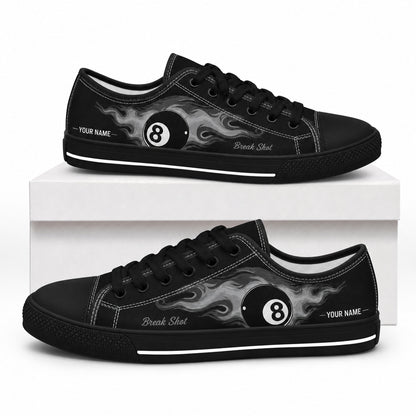 Eight Ball Break Shot Graphic Custom Low Top Shoes Box Black