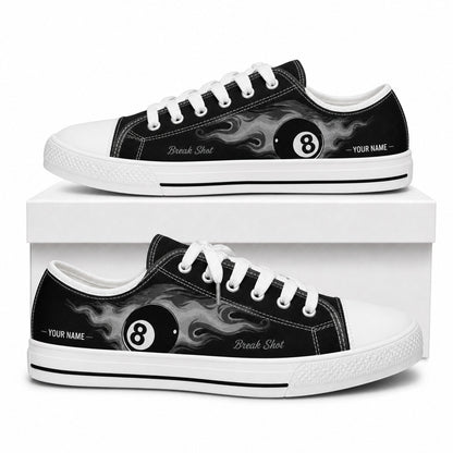 Eight Ball Break Shot Graphic Custom Low Top Shoes Box White