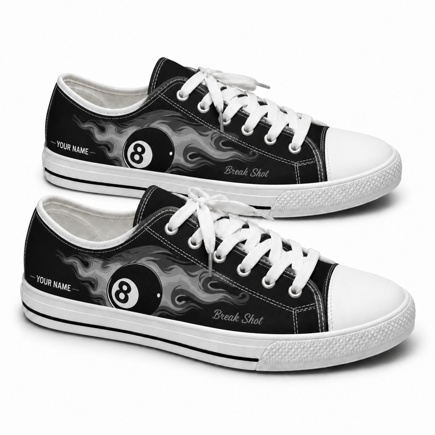 Eight Ball Break Shot Graphic Custom Low Top Shoes
