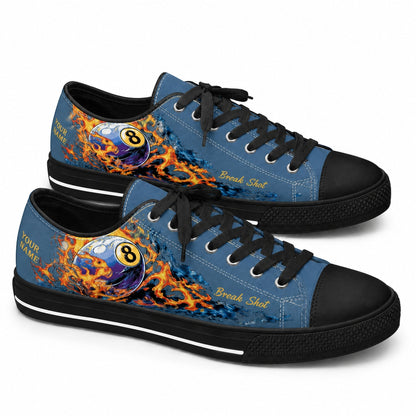 Eight Ball Break Shot Graphic Personalized Low Top Shoes Black Shoes