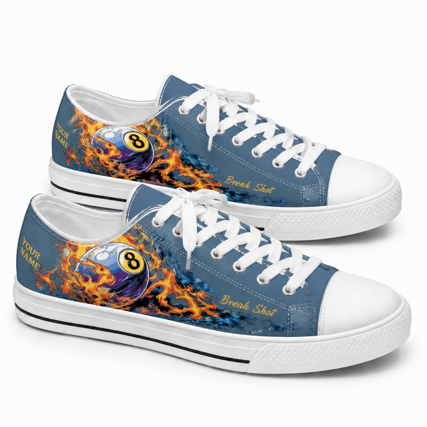 Eight Ball Break Shot Graphic Personalized Low Top Shoes