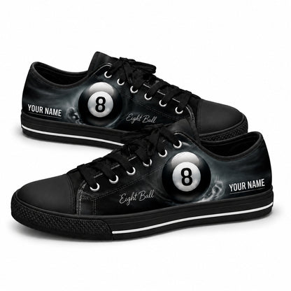 Eight Ball Design Graphic Custom Low Top Shoes Black Shoes