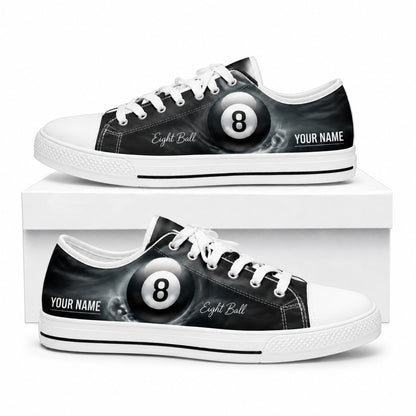 Eight Ball Design Graphic Custom Low Top Shoes Box White