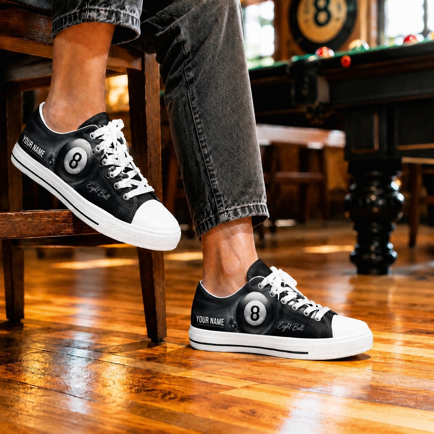 Eight Ball Design Graphic Custom Low Top Shoes Life Style