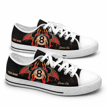 Eight Ball Flames Graphic Custom Low Top Shoes