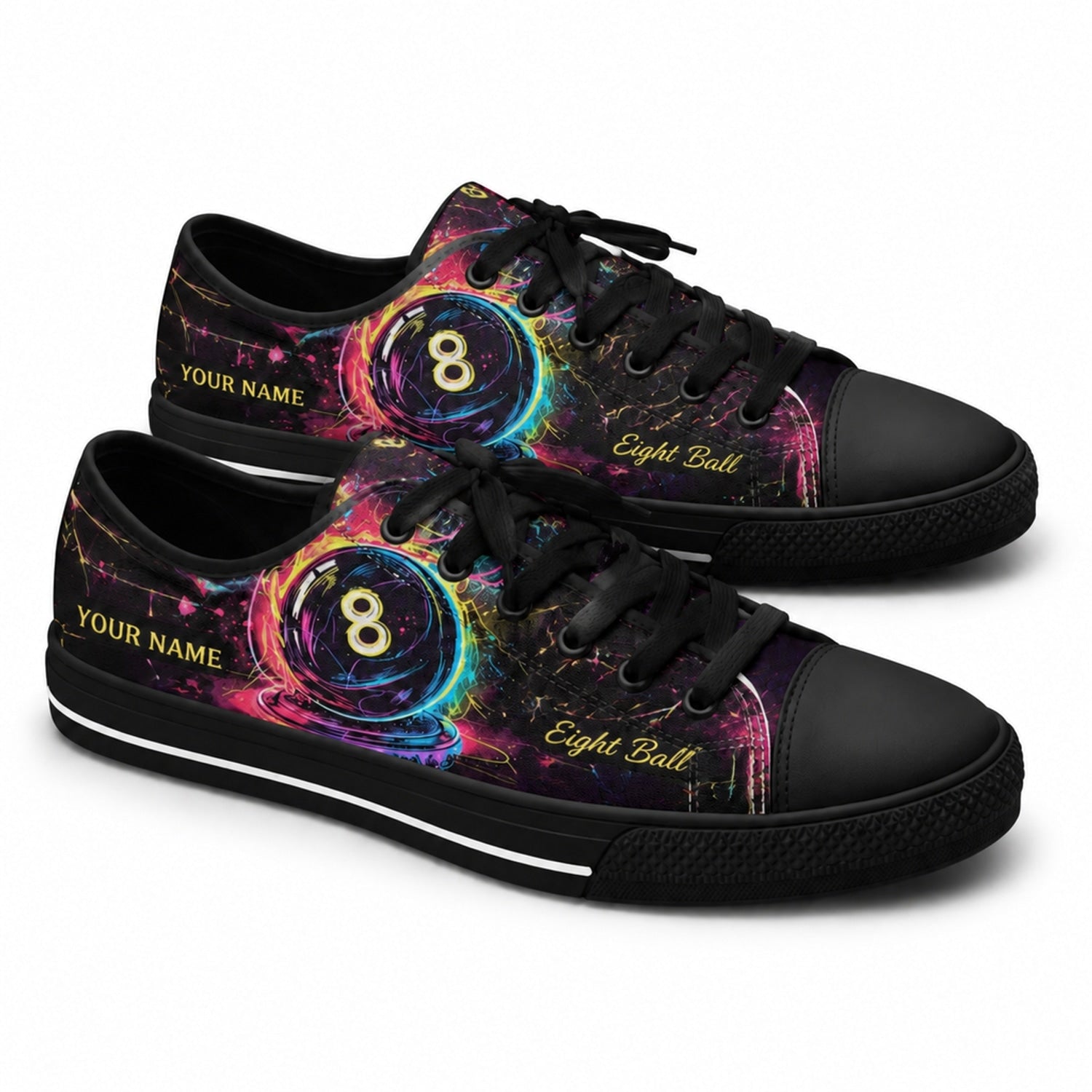 Eight Ball Graphic Custom Low Top Shoes Black Shoes