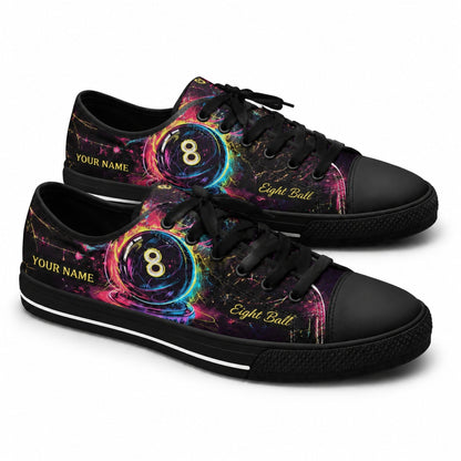 Eight Ball Graphic Custom Low Top Shoes Black Shoes