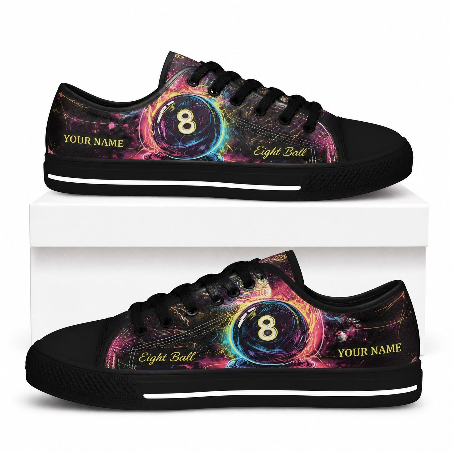Eight Ball Graphic Custom Low Top Shoes Box Black