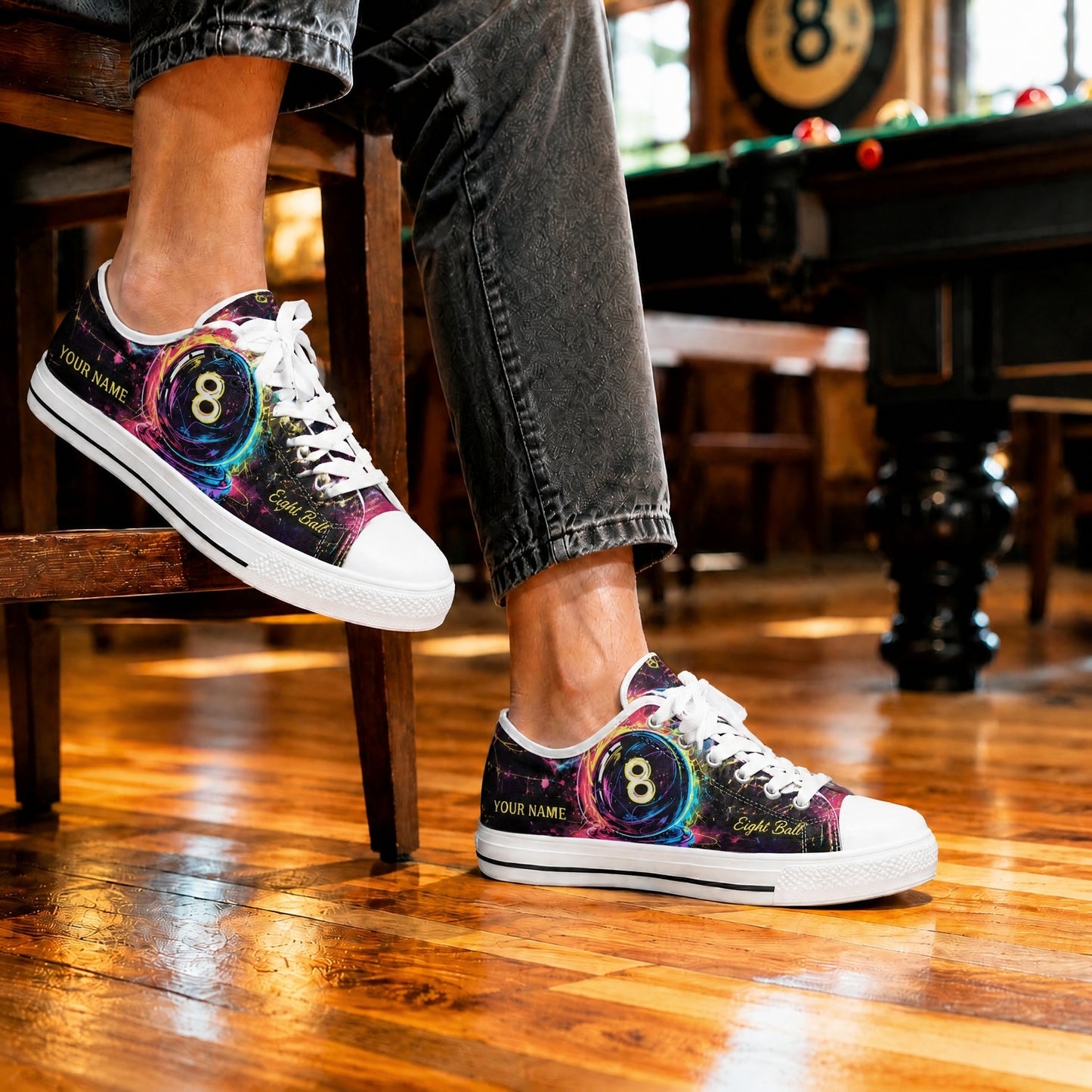 Eight Ball Graphic Custom Low Top Shoes Life Style