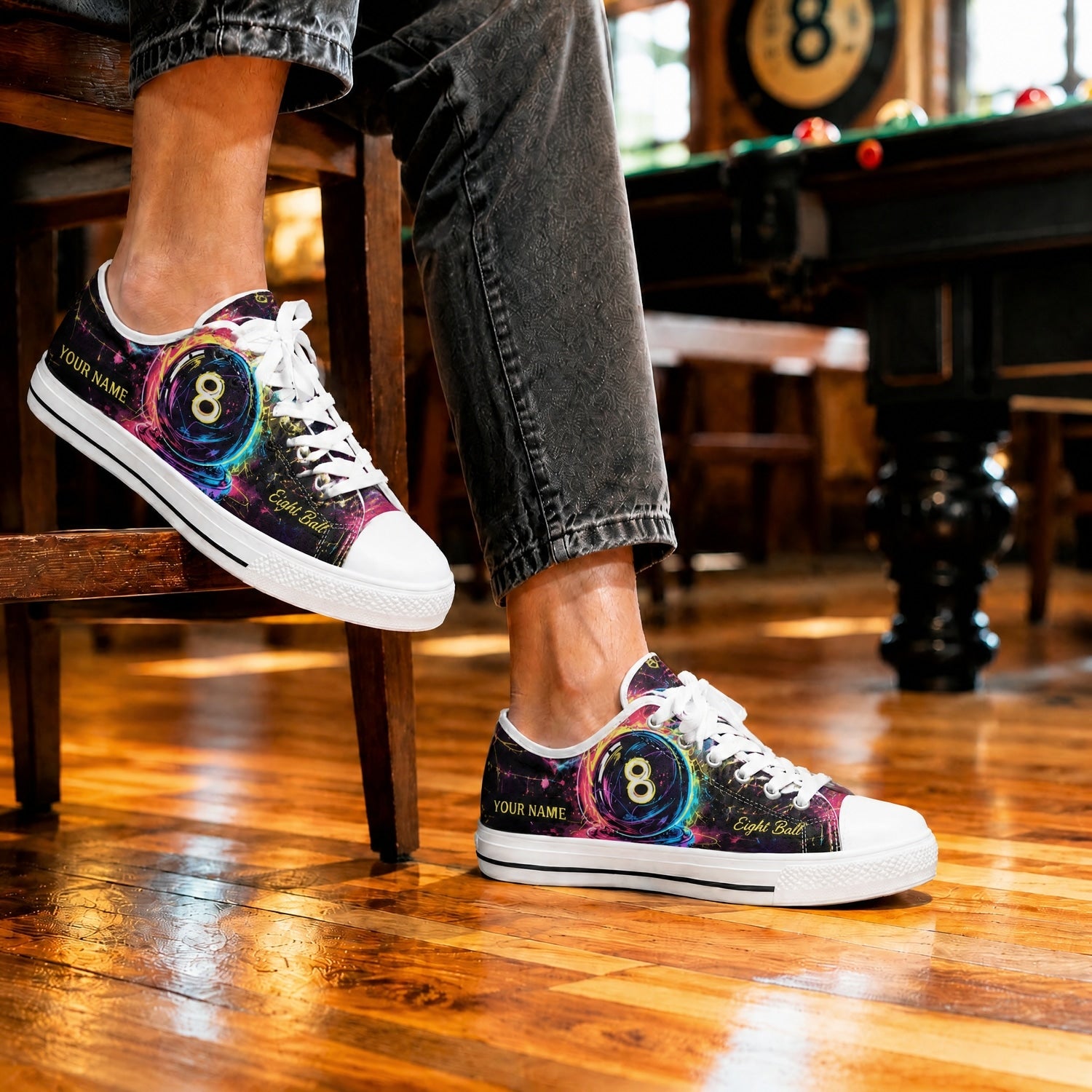 Eight Ball Graphic Custom Low Top Shoes Life Style