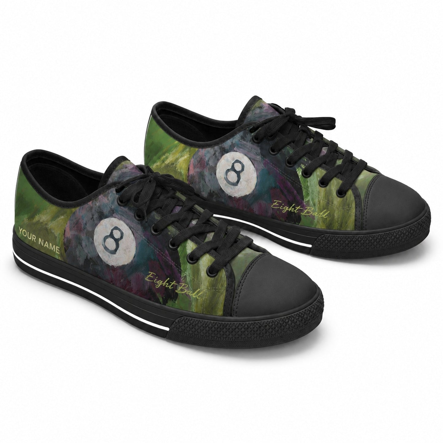 Eight Ball Graphic Personalized Low Top Shoes Black Shoes