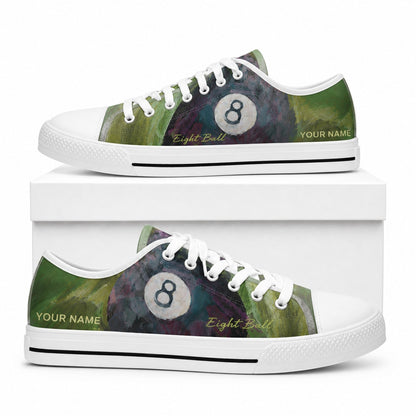 Eight Ball Graphic Personalized Low Top Shoes Box White