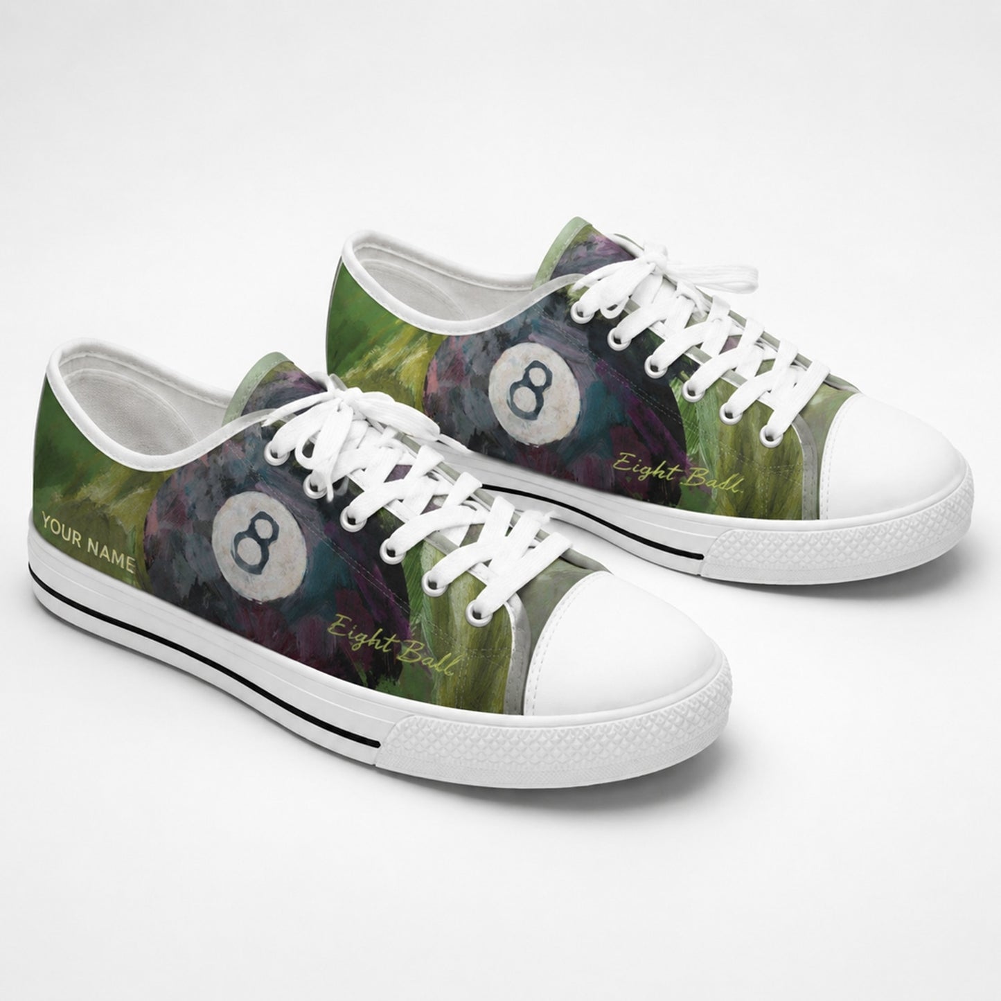 Eight Ball Graphic Personalized Low Top Shoes