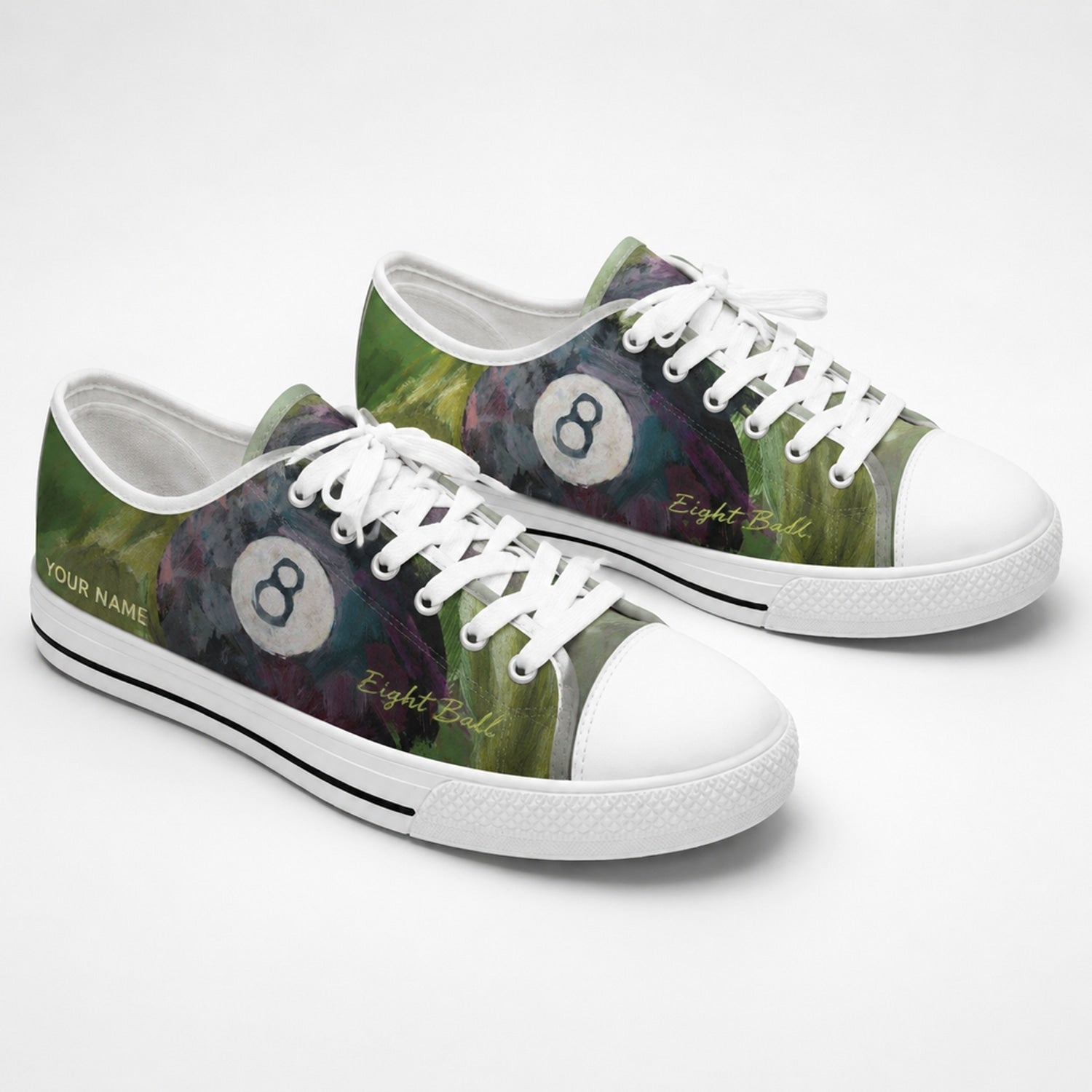 Eight Ball Graphic Personalized Low Top Shoes