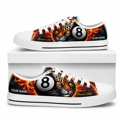 Eight Ball Leopard Graphic Custom Low Top Shoes Box White