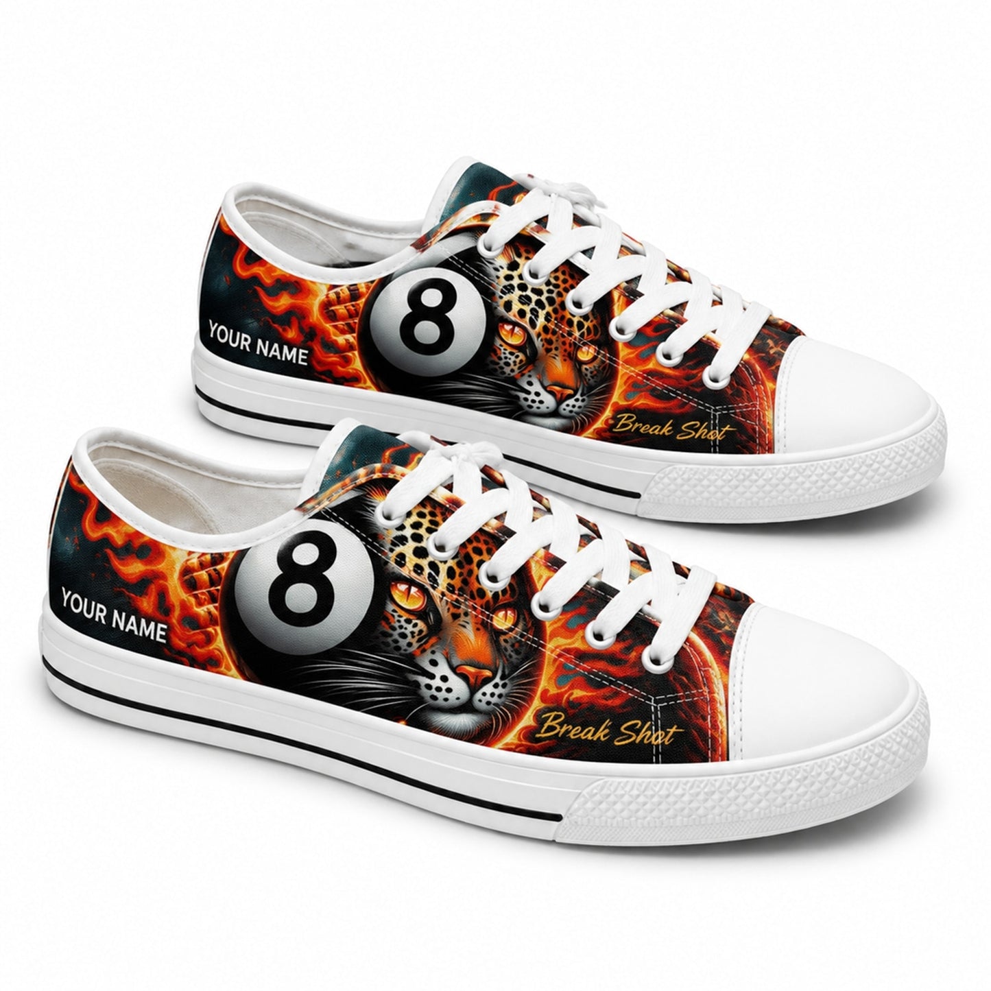Eight Ball Leopard Graphic Custom Low Top Shoes