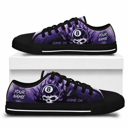 Eight Ball Skull Graphic Custom Low Top Shoes Box Black
