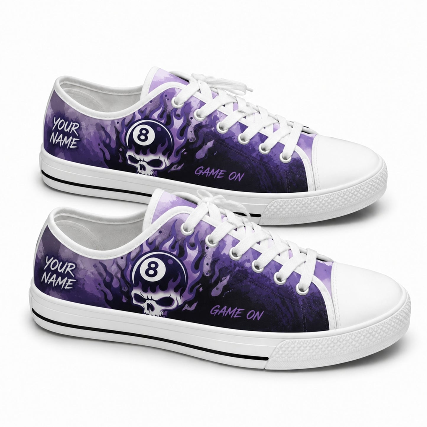 Eight Ball Skull Graphic Custom Low Top Shoes