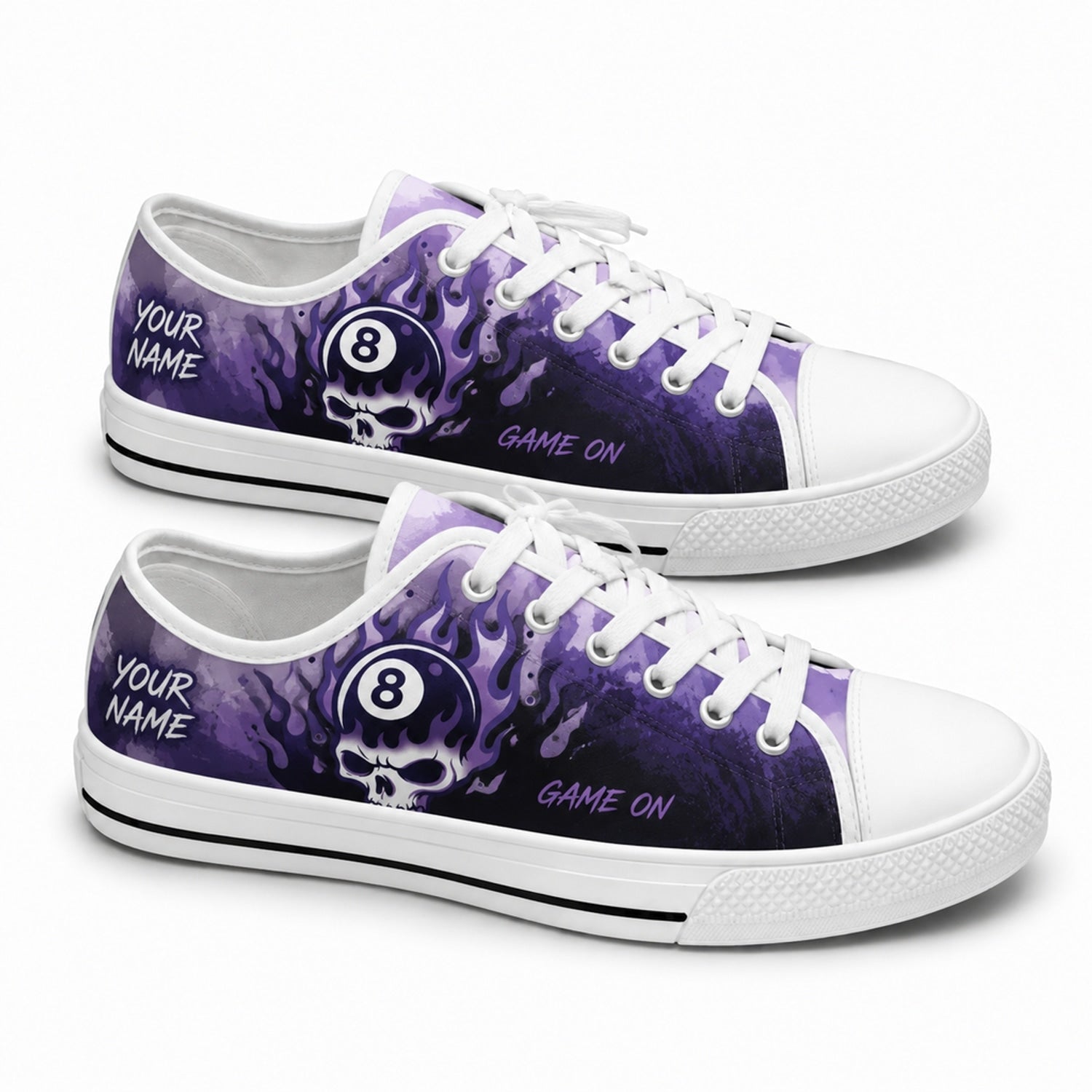 Eight Ball Skull Graphic Custom Low Top Shoes