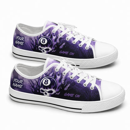 Eight Ball Skull Graphic Custom Low Top Shoes
