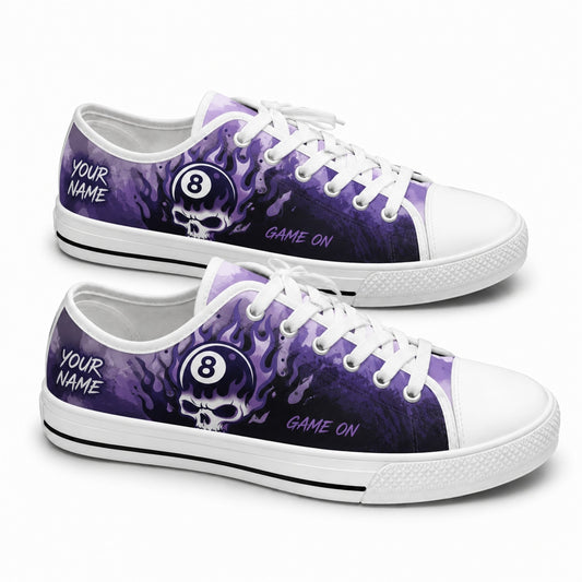 Eight Ball Skull Graphic Custom Low Top Shoes
