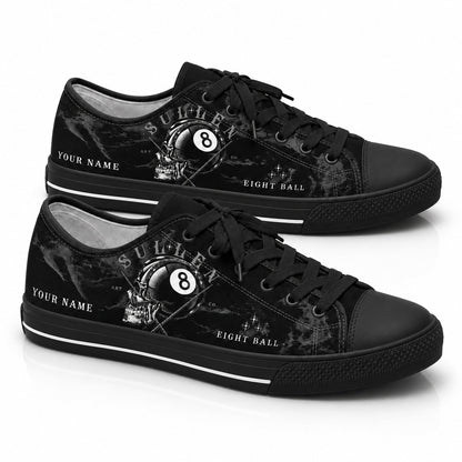Eight Ball Skull Graphic Personalized Low Top Shoes Black Shoes