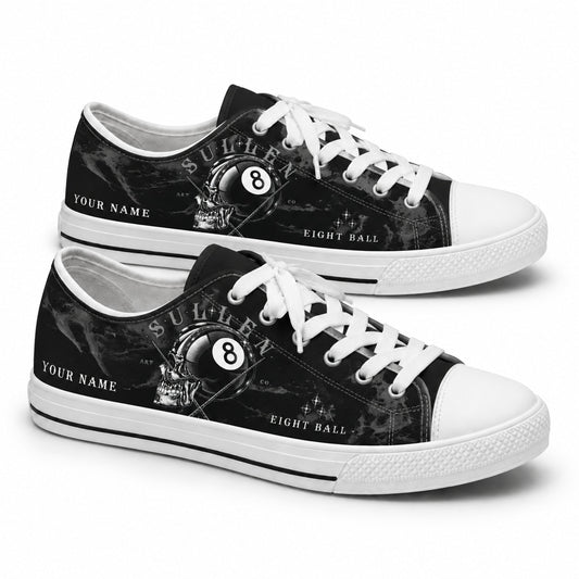 Eight Ball Skull Graphic Personalized Low Top Shoes